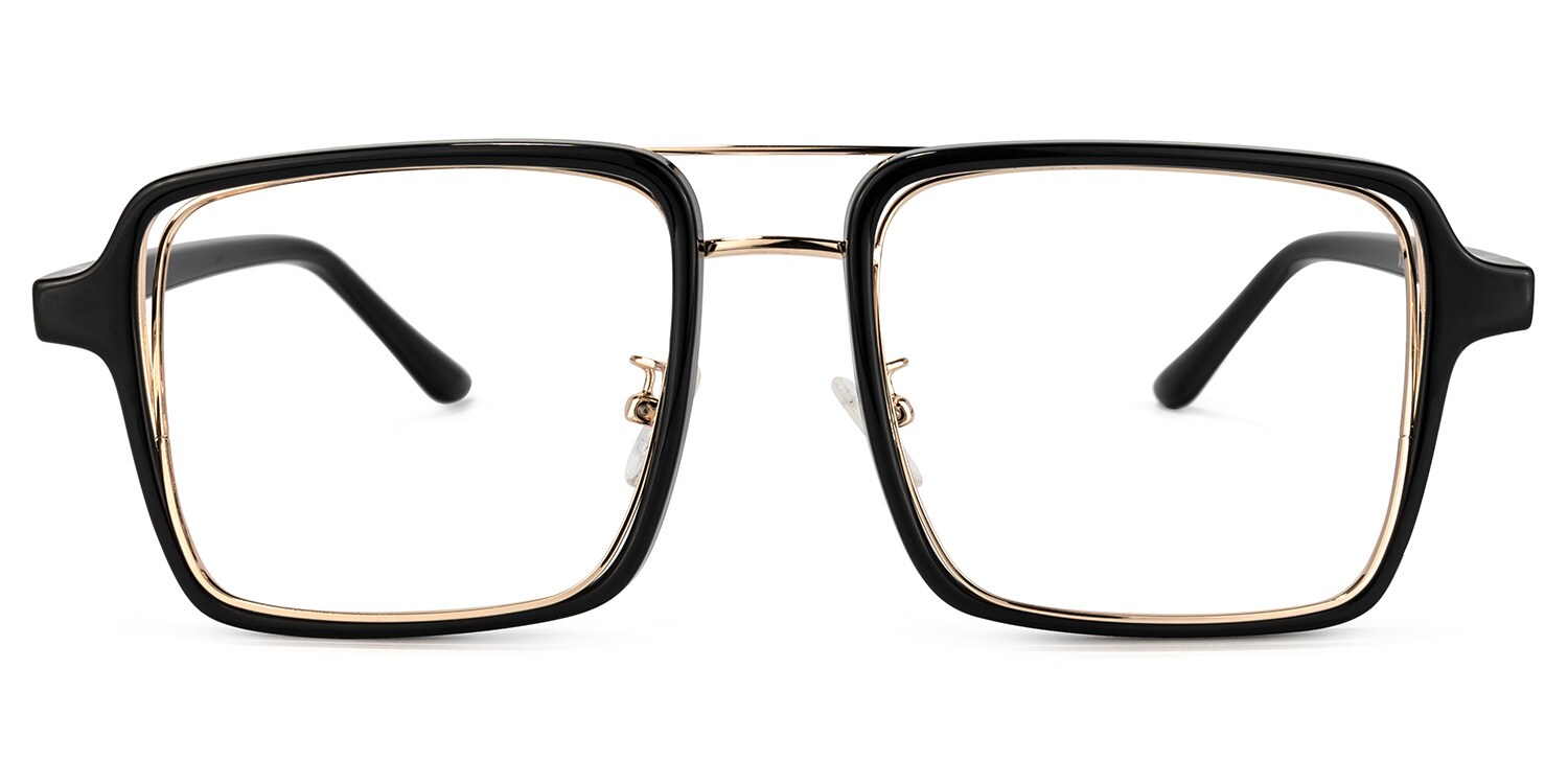 Nellie Aviator Black-Gold Glasses | Zeelool Optical